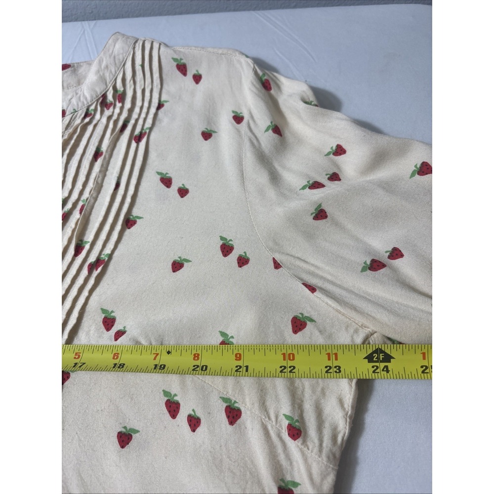 Coldwater Creek Cream Button Pintuck Pleating Strawberry Shirt Size 1X Blouse - Picture 8 of 8